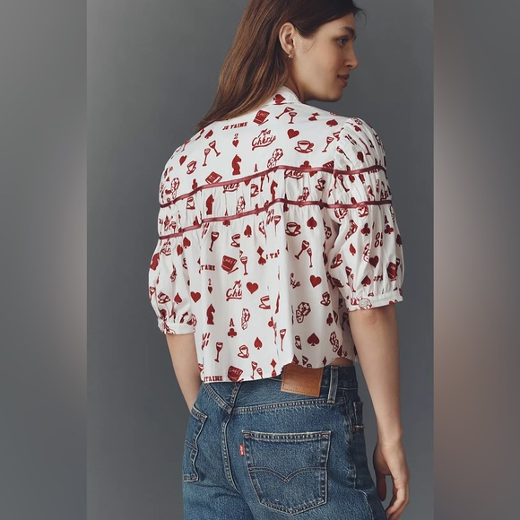 NWT Size XL - The Leandra Shirred Yoke Blouse by Maeve 100% Cotton (NWT US$ 118) - Picture 7 of 16